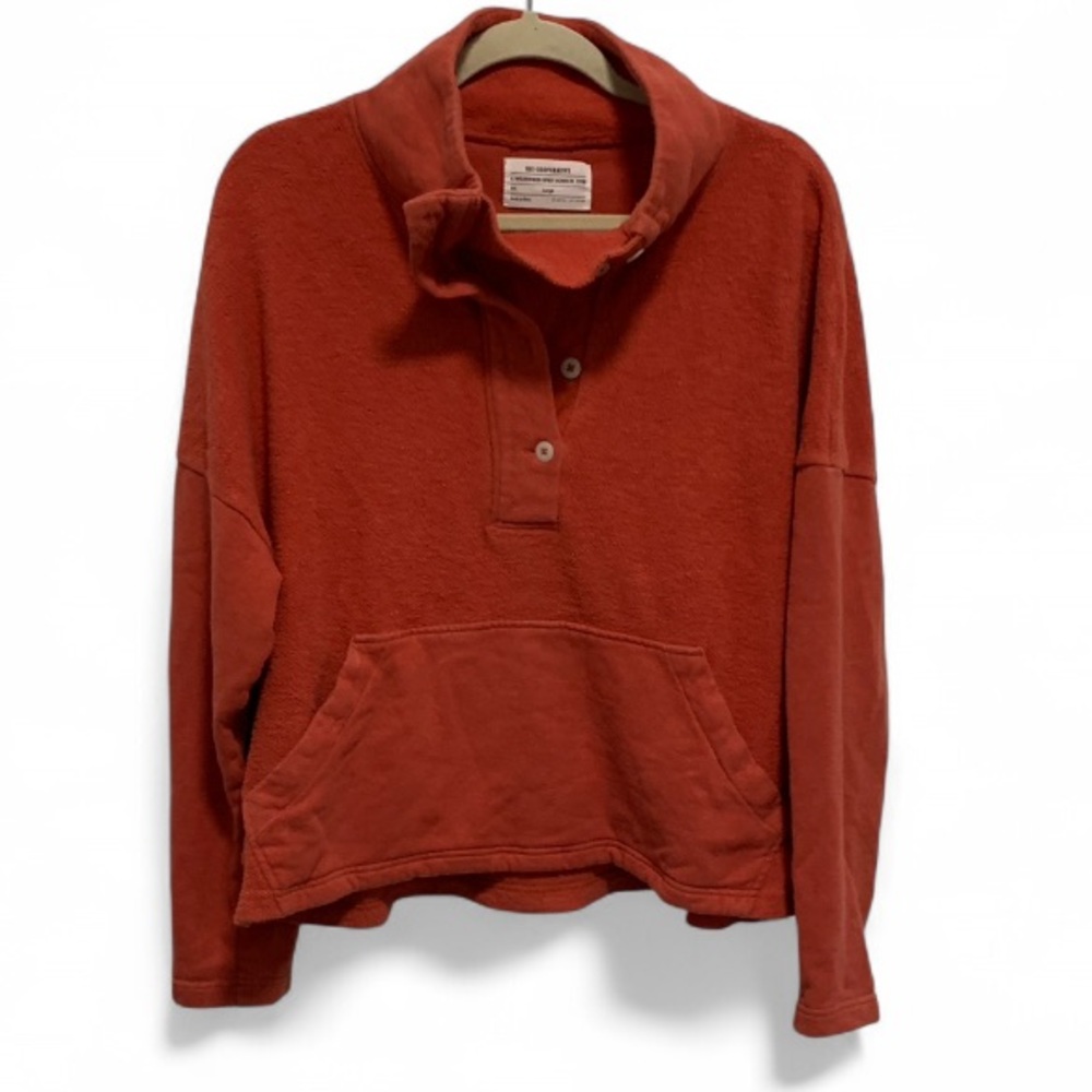 REI Wallace Lake Orange Button Neck Sweatshirt
